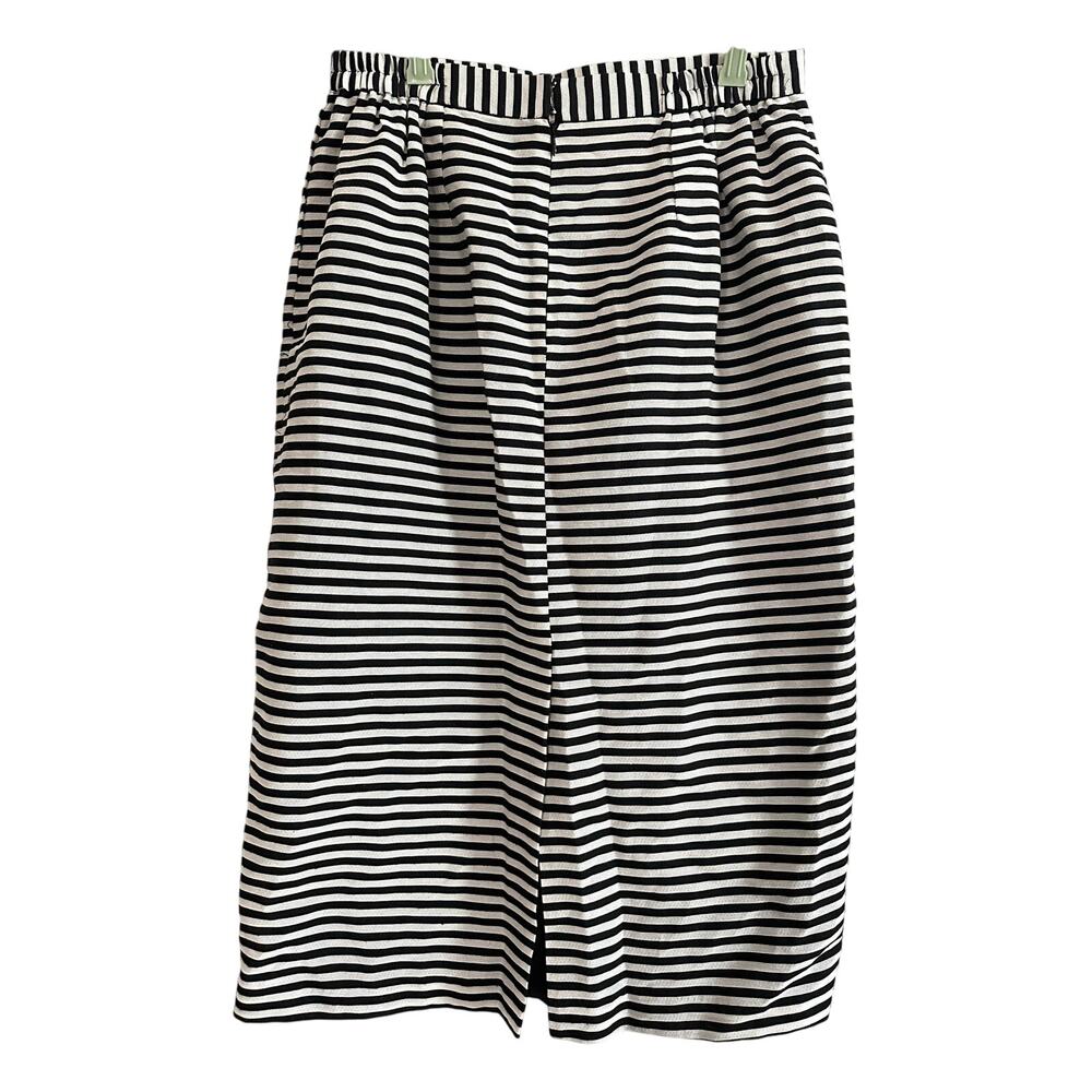 DONNA VINCI Black White Striped Church Suit Skirt Jacket Set Rhinestone Trim 14 - Picture 6 of 10